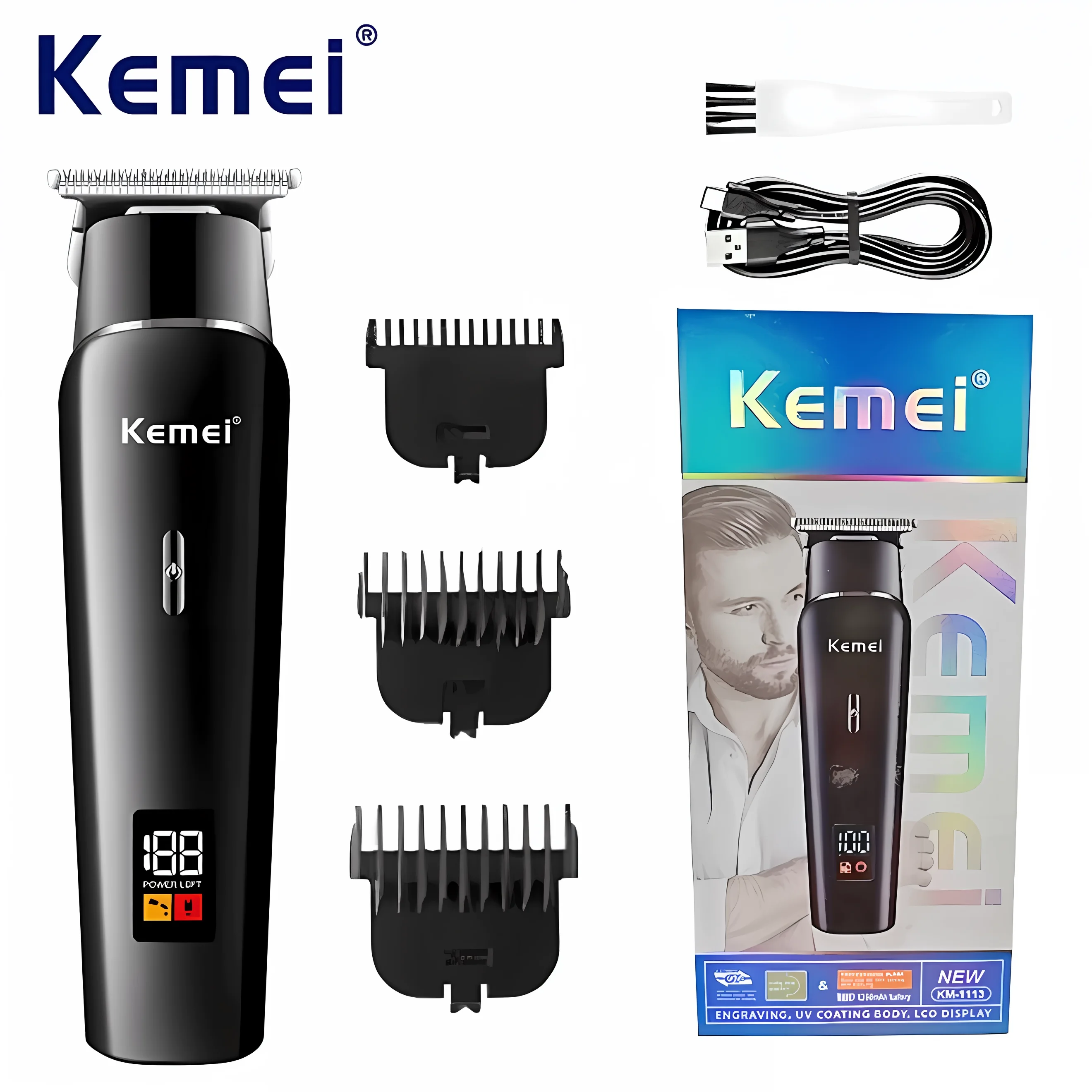 Kemei KM-1113 LED Management Hair Machine Mini Barber Trimmer Low Noise All-in-One Machine Men\'s Barber Trimmer