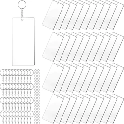 90Pcs Transparent Acrylic KeyChain Blank Charms Key Chains Jump Ring for DIY Craft Ornament Engrave Painting