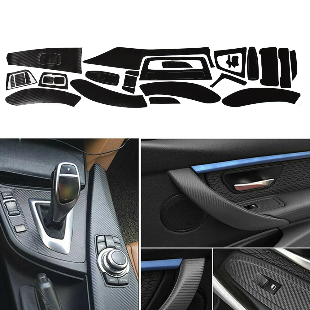 Luxury Looks Guaranteed 3D Interior Matte Black Carbon Fiber Trim Sticker For For For For BMW 3 Series F30 F31