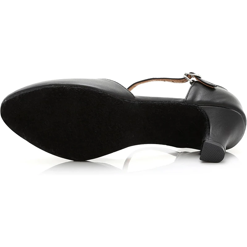 여성용 T-스트랩 캐릭터 댄스 슈즈 미끄럼 방지 스웨이드 솔 댄스 힐