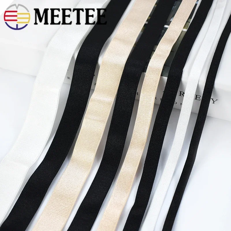 Meetee-Spandex Underwear Nylon Elastic Band Strap, Bra Ear Straps, Webbing Tape, DIY Garment Belt, bandas de borracha, 6-40mm, 10 m, 20m