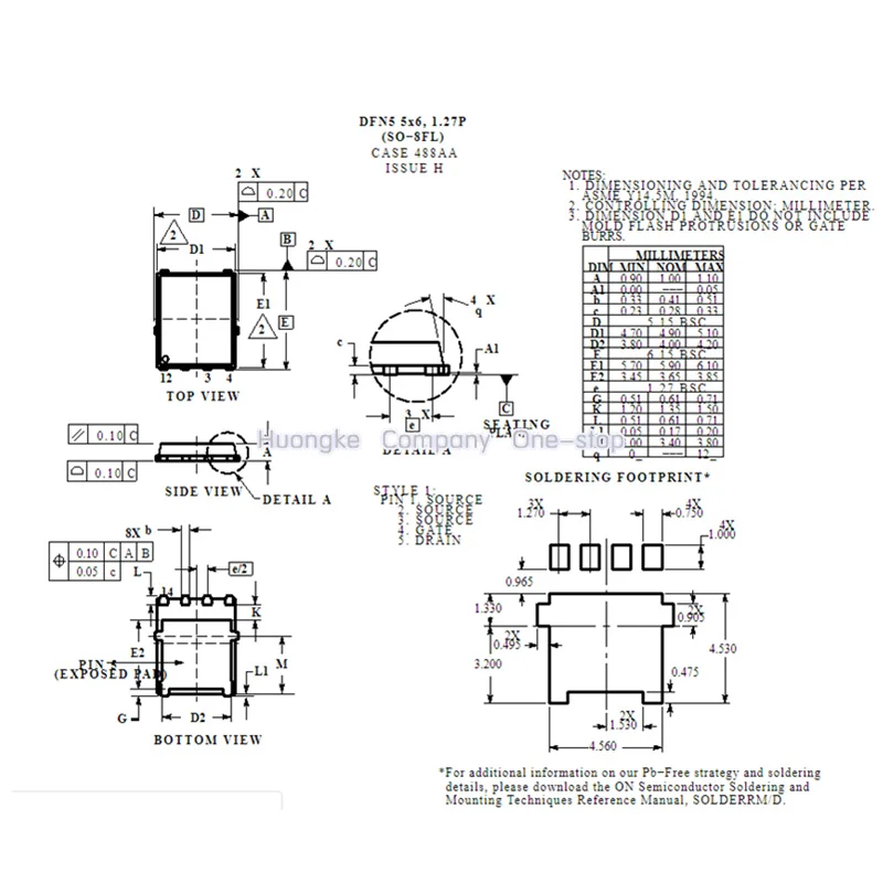 5pcs /LOT NTMFS4C10NT1G NTMFS4C10N Mark 4C10N QFN-8 Power MOSFET 30 V, 46 A, Single N−Channel