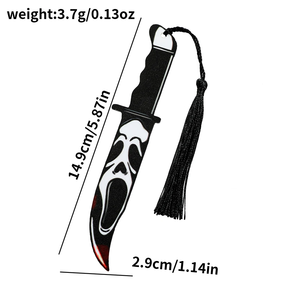 1pcs Acrylic Ghost Bookmark with Black Tassel For Horror Movie Lovers Read Marker Gift for Book Lovers Office Stationery