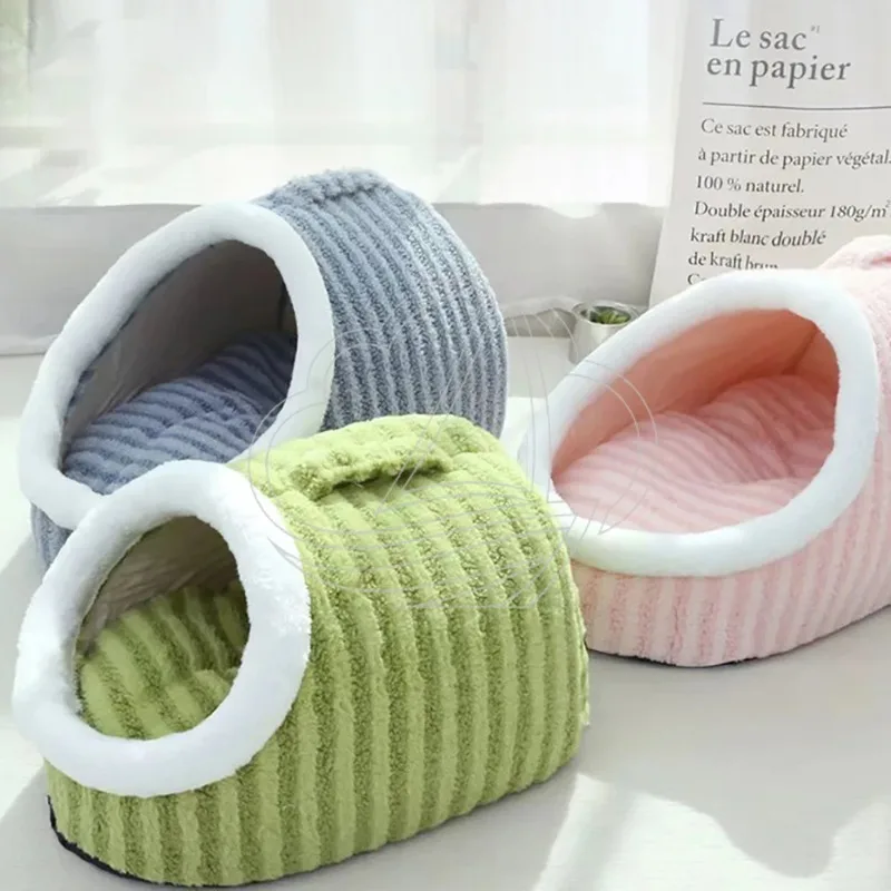 Fashion Thick Sponge Pet Bed Striped Slipper Design Warm Washable Dog Kennel Cat Nest