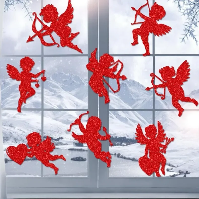 Love God Cupid Theme Valentine's Day Wedding Window Sticker Lovers Celebrate 14 February 2025 Happy Valentine Day Party Decor