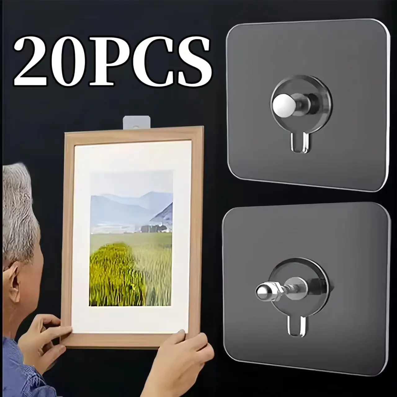 Strong Adhesive Hooks Photo Clock No Drilling Hooks Picture Frame Holder Poster Waterproof Kitchen Bathroom Hanger Screw Hooks