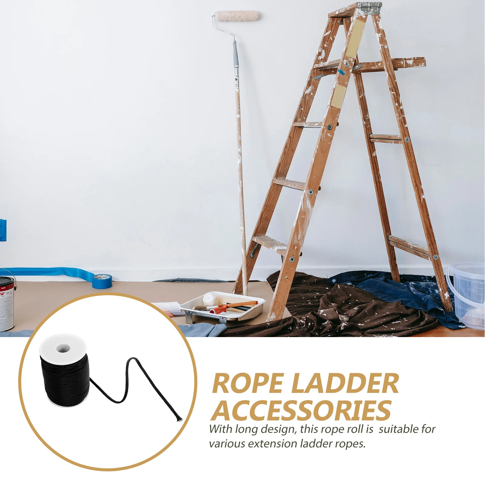 

1 Roll Extension Ladder Rope Long Wear Resistant Durable Replaceable Rope Roll Suitable for Multiple Ladder Brands