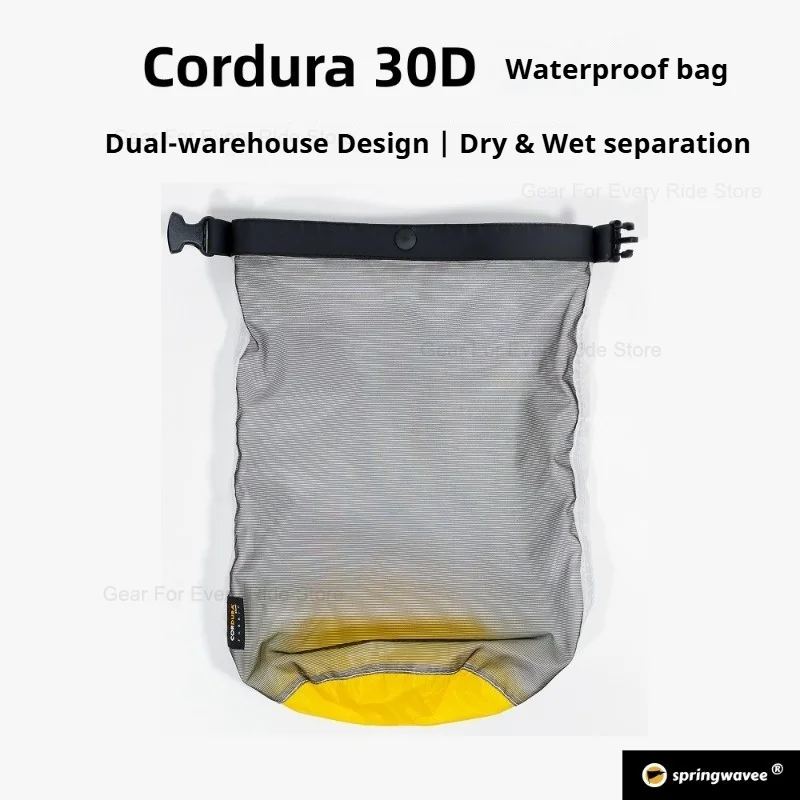 Cordura 30D Dual-layer Wet and Dry Separation Compression Bag Waterproof Roll-top Dry Bag for Hiking River Trekking Swimming