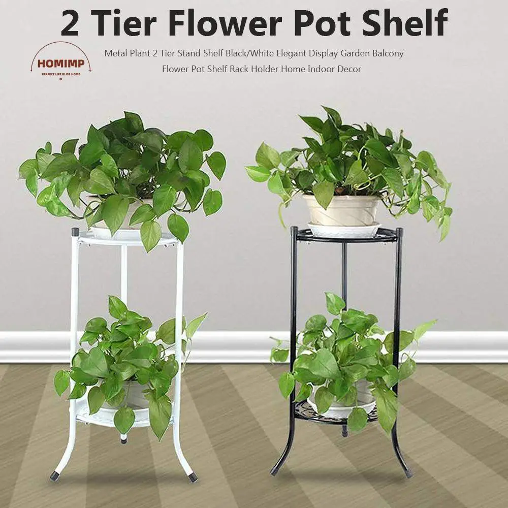

2 Tier Durable Planter Balcony Garden Display Plant Stand Shelf Home Decor Flower Pot Trays Bonsai Holder