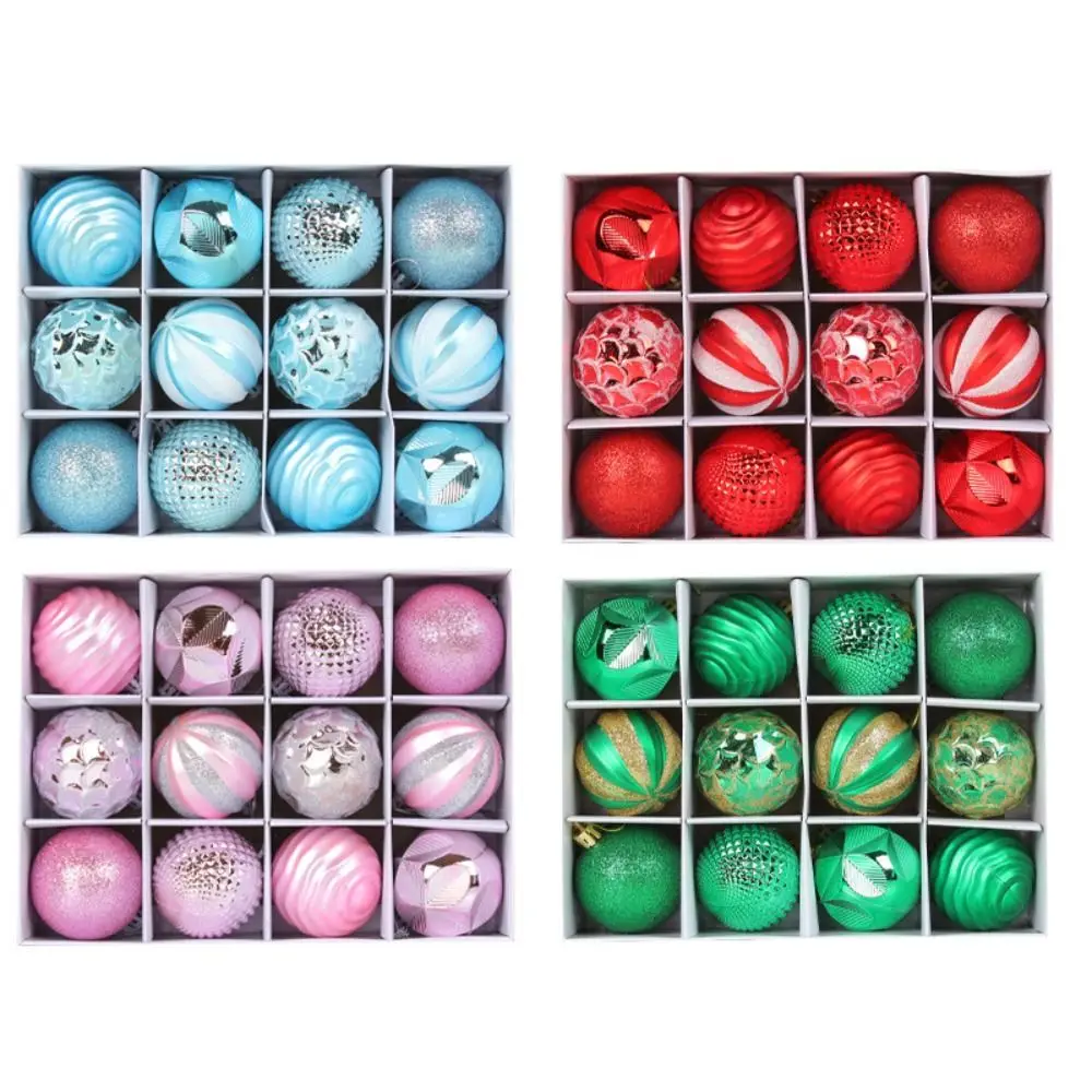 12PCS High-quality Plastic Christmas Ball Set 6CM Suspensable Christmas Tree Balls 6 Colors Xmas Baubles Storefront