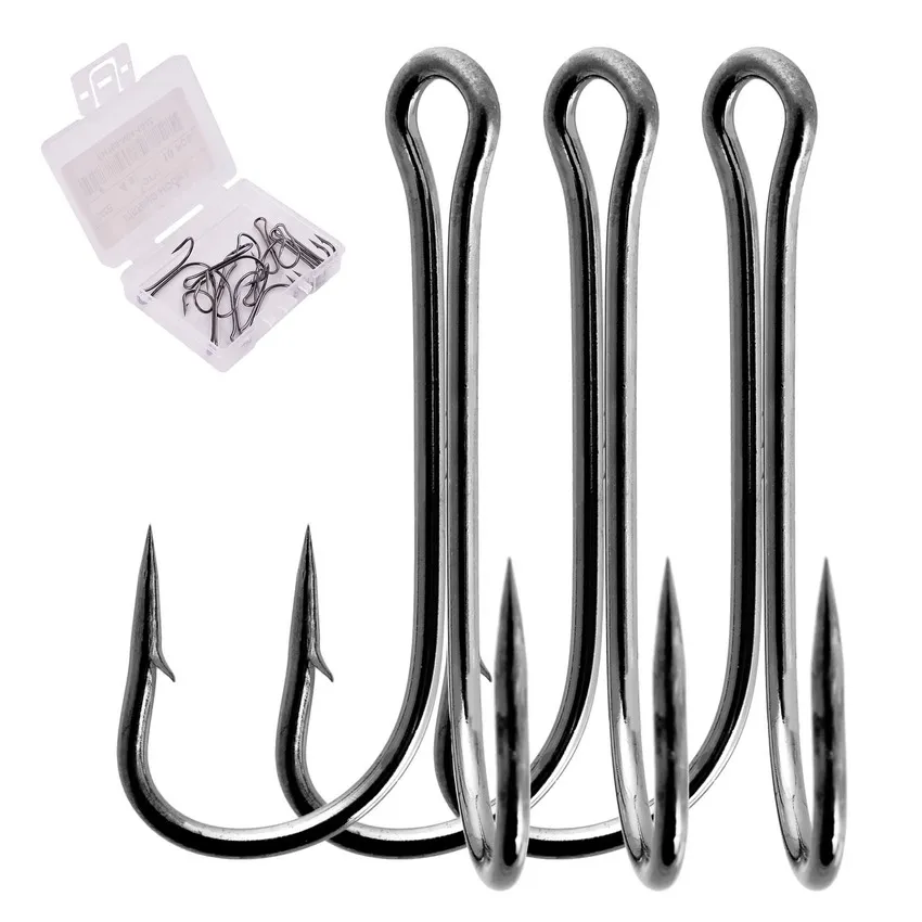 10pcs Long Shank Double Hook Weedless Fishing hook Fly Tying Duple Hook for Jig Bass Fish Hook Fishing Tackle Box For Soft Lure