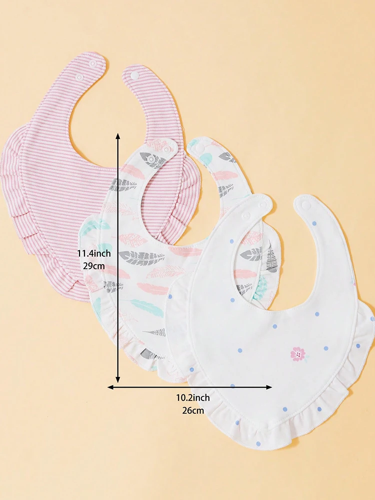 3pcs baby girl lace bibs, 100% cotton saliva wipes, baby food wipes, do not rub your mouth, 0-12 months old