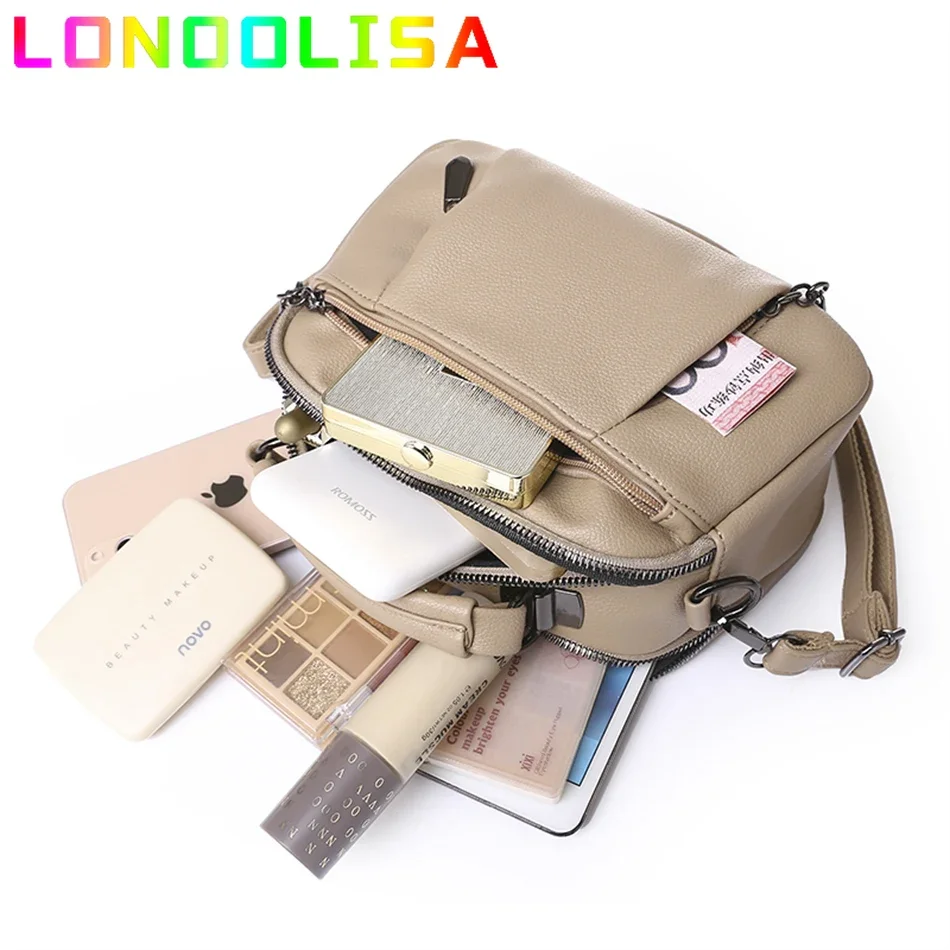 Casual Many Pockets Women PU Leather Handbag Purse 2024 Luxury Designer Shoulder Crossbody Sac High Quality Ladies Messenger Bag