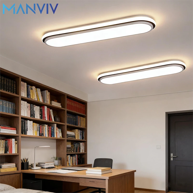 Luz de techo LED moderna, lámpara Rectangular de 53cm y 38cm, tira ovalada minimalista nórdica para el hogar, pasillo, vestíbulo, dormitorio, pasillo