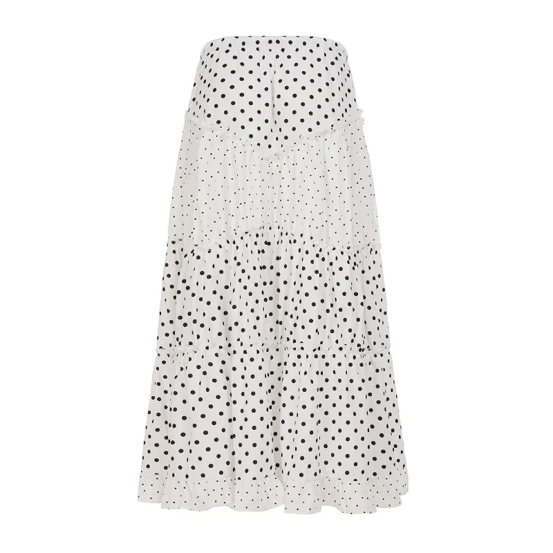 Harajuku mode à pois imprimé jupe femmes corée casual jupes longues à volants froncé épissé doux Simple été nouvelles jupes chics
