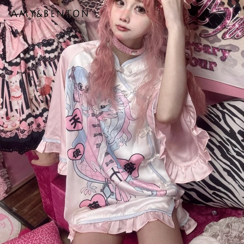 

Autumn New Chinese Anime Subculture Women's Clothing Original Design Sweet Spicy Tang Suit Cardigan National Shorts Suit Ladies