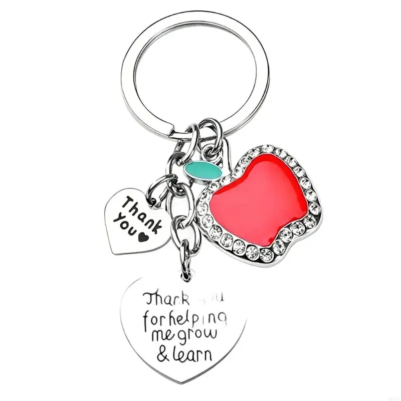 91AF Metal Teacher Ring with Message Pendant for Daily Bag Charm Use