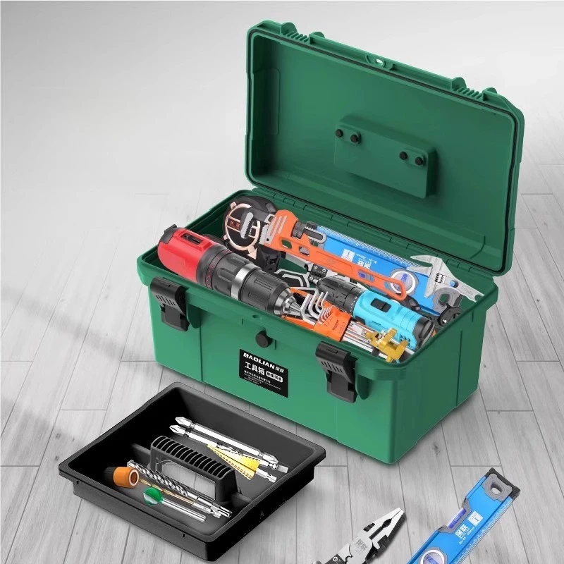 Caja de herramientas organizadora a prueba de agua, caja de herramientas con bloqueo de carcasa dura, Hardware de almacenamiento de capa, caja de herramientas para electricista, Maleta mecánica para motocicleta