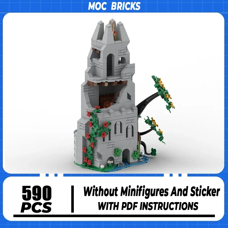 Modèle de château médiéval, blocs de construction MOC, ruines de balise, briques, modèle à assembler soi-même, jouet de construction, cadeaux d'anniversaire et de vacances