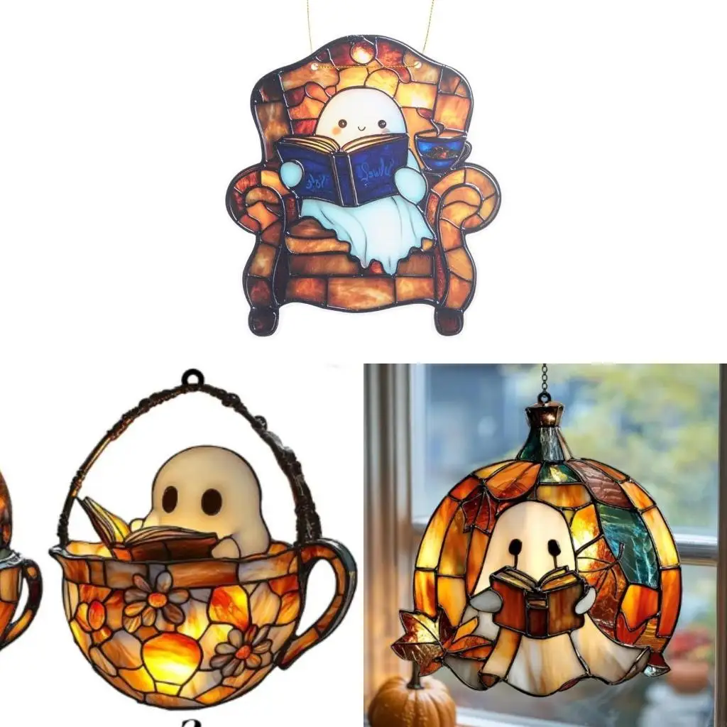 

97QD Прочный акриловый окно -орнамент Хэллоуин Домашний Ударный декоры в помещении на открытом воздухе Осенний дисплей