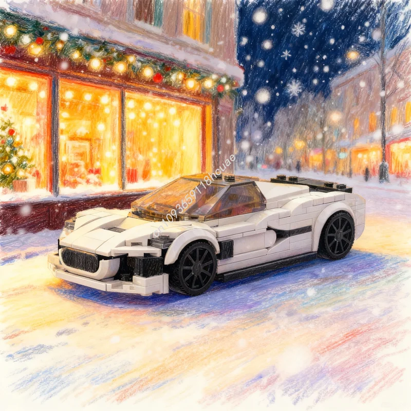 

301 деталь MOC City Champions: Конструктор Rimac Nevera, развивающая игрушка, идея для подарка на Рождество, креативный конструктор для детей