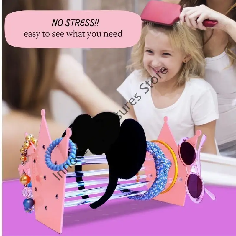 

3XUA Pink Crown Hair Hoop Display Stand Headband Jewelry Display Holder