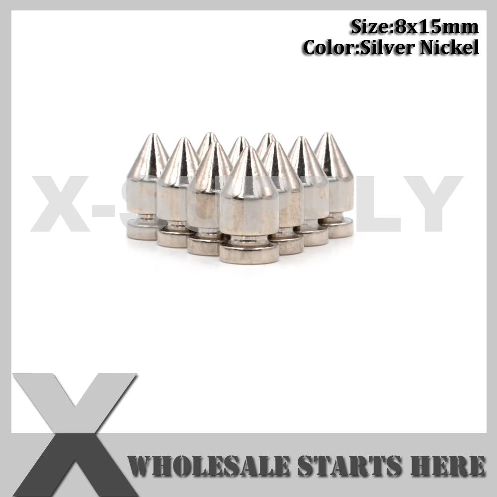 

Кожаные заклепки с шипами 8x15 мм, для курток, ремней, обуви, 50 шт./лот