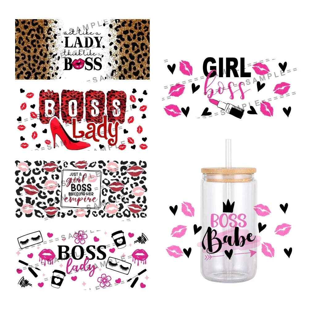 Business Women Boss Girl Lady Pattern UV DTF Transfer Sticker Waterproof Transfers Decals For 16oz Glass Cup Wrap Stickers