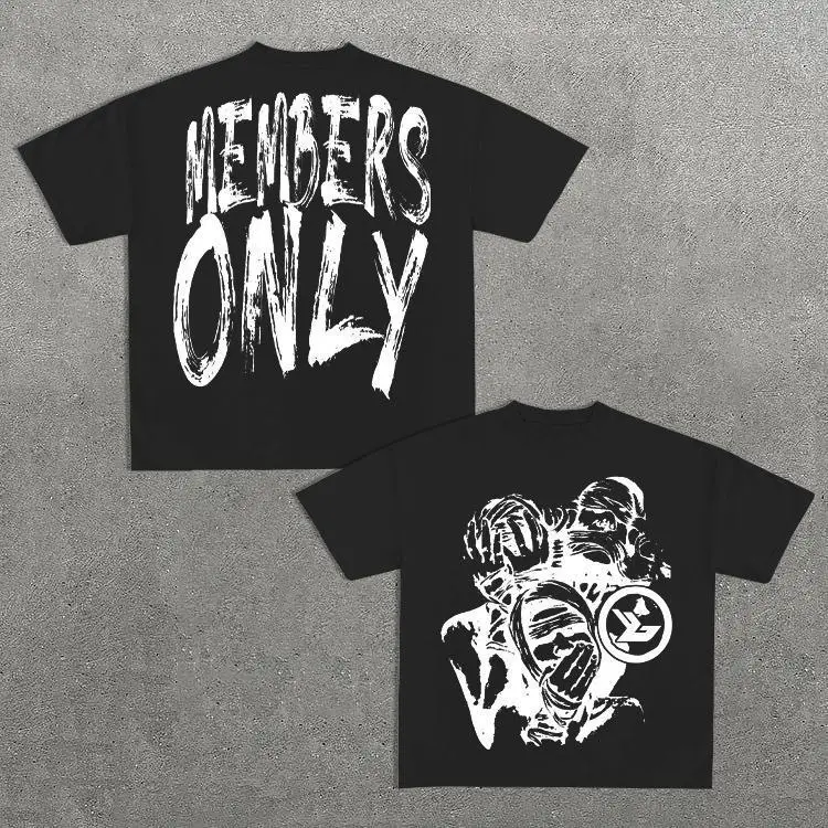 تي شيرت عتيق للأعضاء فقط على الوجهين، للرجال/النساء - طراز للجنسين، قطن 100%، ملابس رجالية، ملابس الشارع الشهير، تي شيرت برسومات #1