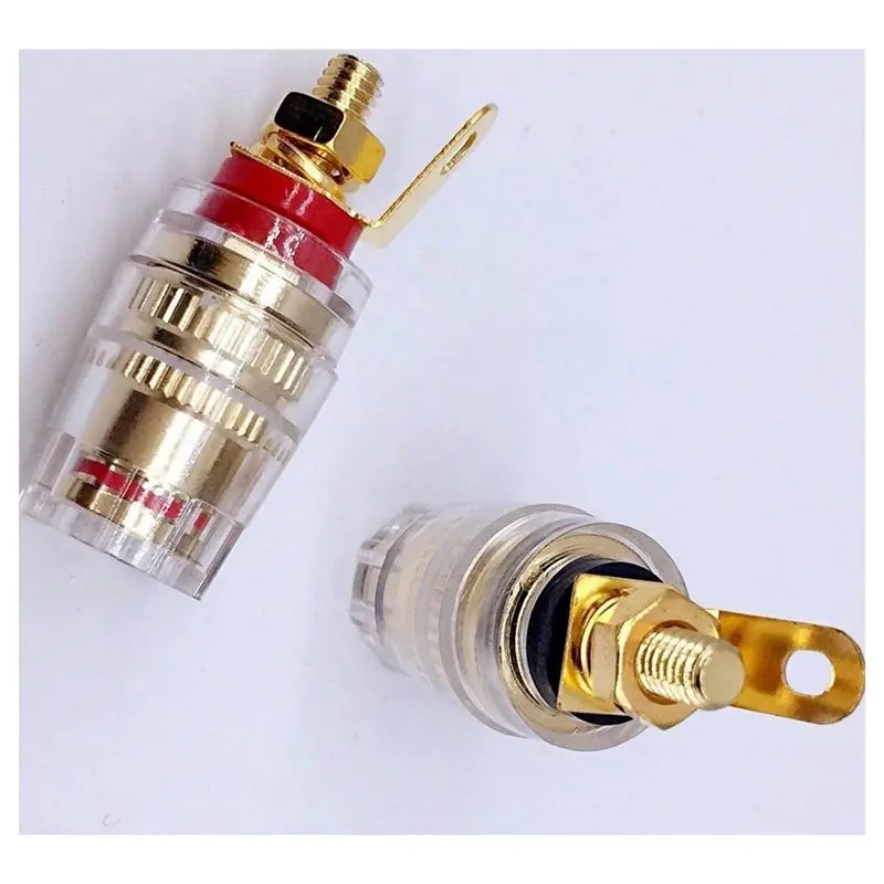 T24C 10Pcs 4Mm Crystal Binding Post Banana Plug Socket Connectors Imitation Gold Plated Audio Post Mounts A