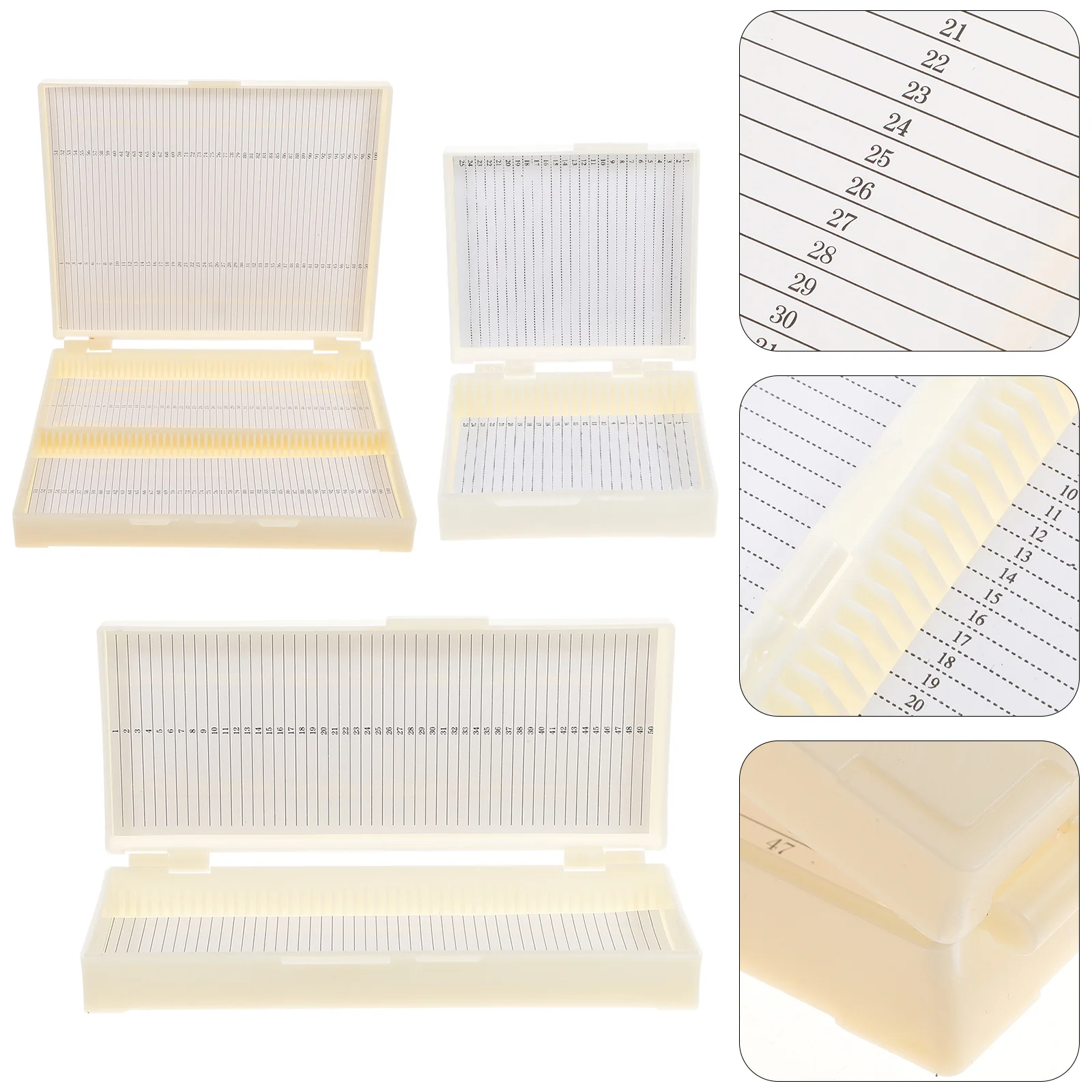 

3Pcs Microscope Slide Boxes Durable ABS Paper Material Assorted Sizes for Laboratory Teaching Home Use Slide Storage Organizer