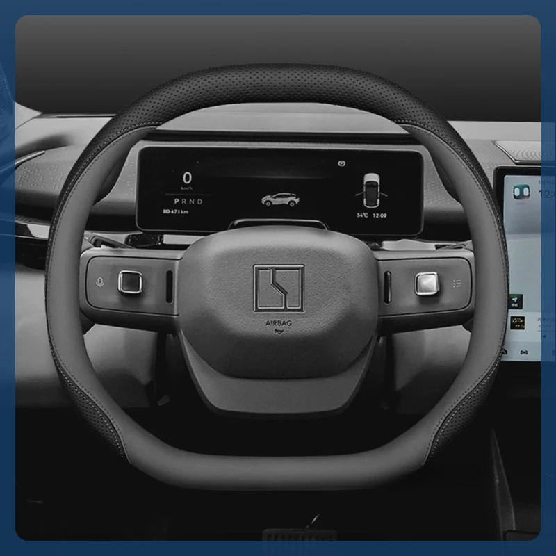 Genuine Leather Anti Slip Double D-type Steering Wheel Cover For ZEEKR X 001 007 009 7X 2023-2025 Auto Interior Accessories