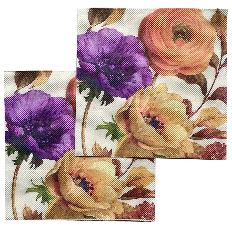 20pcs/Pac 33*33cm 2-Ply New Colourful Leaf Flower Printed Napkin Party Decoration Wine Glass Flower Paper Paper Placemat