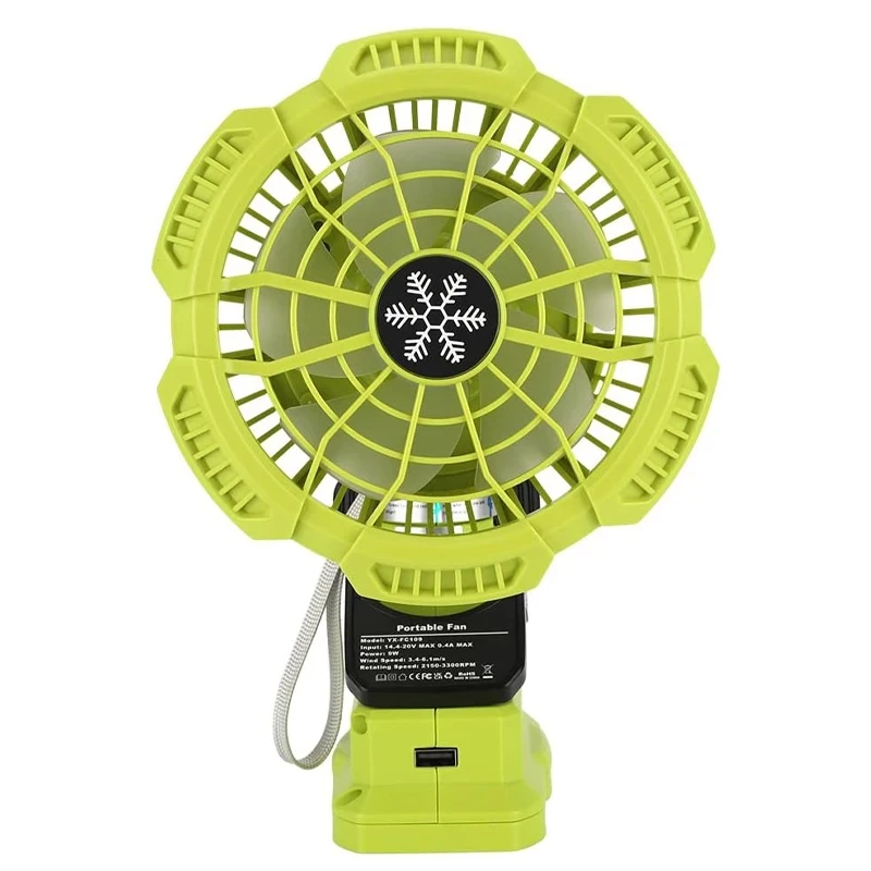 

Cordless Clip on Fan for Ryobi 18V Li-ion Battery Energy Efficient 3 Speed Settings Portable Outdoor Camping Fan with USB