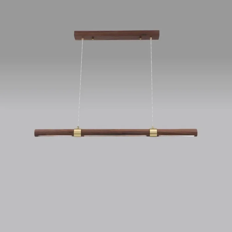 Modern Wooden Long Chandelier Dining Table Decoration Hanging Lamps For Ceiling Copper Walnut Chandelier Kitchen Island Led Ligh