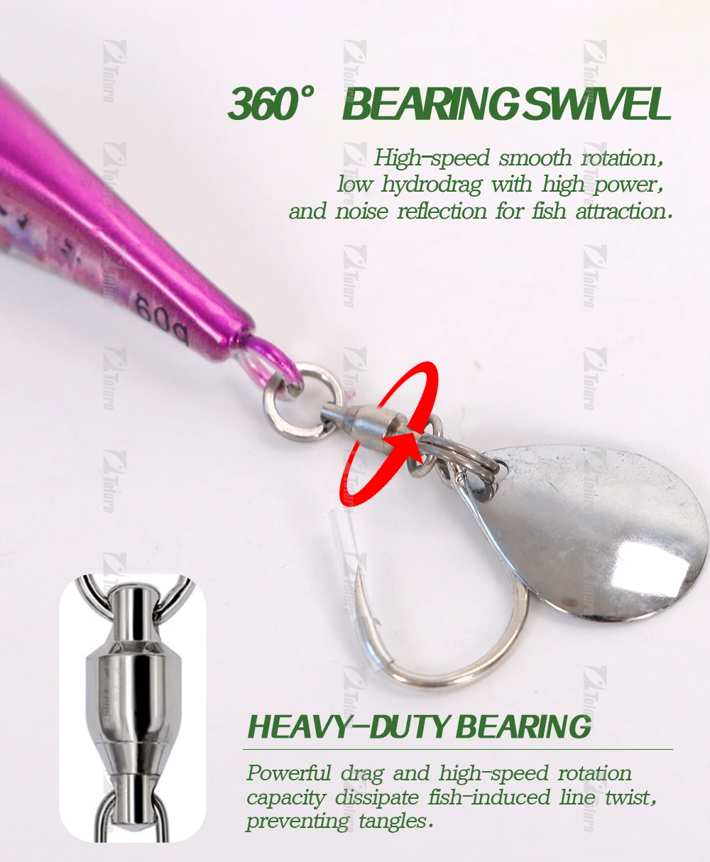 TOLU Neue 40g 60g 80g Schnell Sinkende Hartmetall Jigs Japan Laser Haut Thunfisch Angeln Jig locken Salzwasser Mit Spule Haken – Detail 6