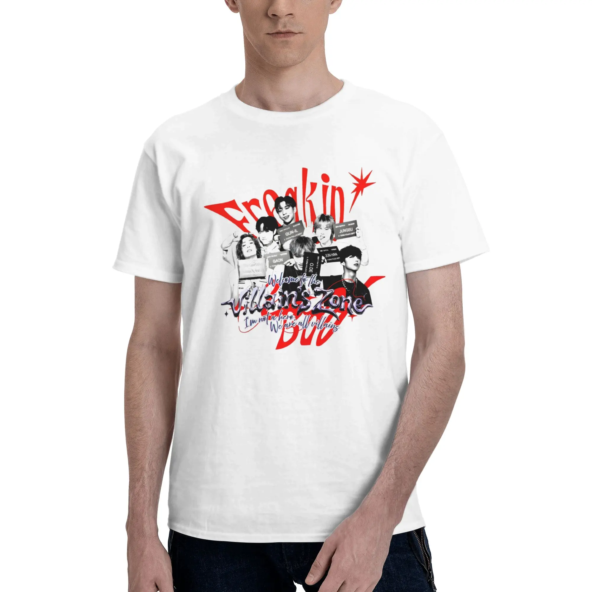 Xdinary Heroes - Freaking Bad Villain's Zone  Graphic Printing T Shirts for Men Women  Cotton  Tee Shirt Clothing