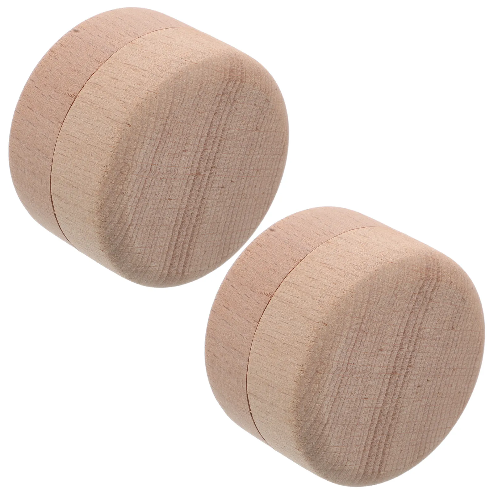 2Pcs Mini Wooden Jewelry Boxes Round Natural Wood Trinket Organizer for Rings Earrings Proposal Wedding Gift Round Jewellery Box