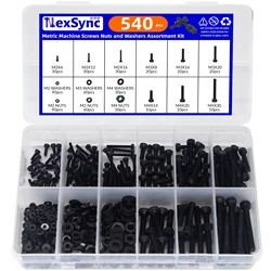 540pcs/855pcs Metric Machine screws Nuts and Washers Assortment Kit M2 M3 M4 Metric Diy Screw Furniture Bolts Furniture ship car