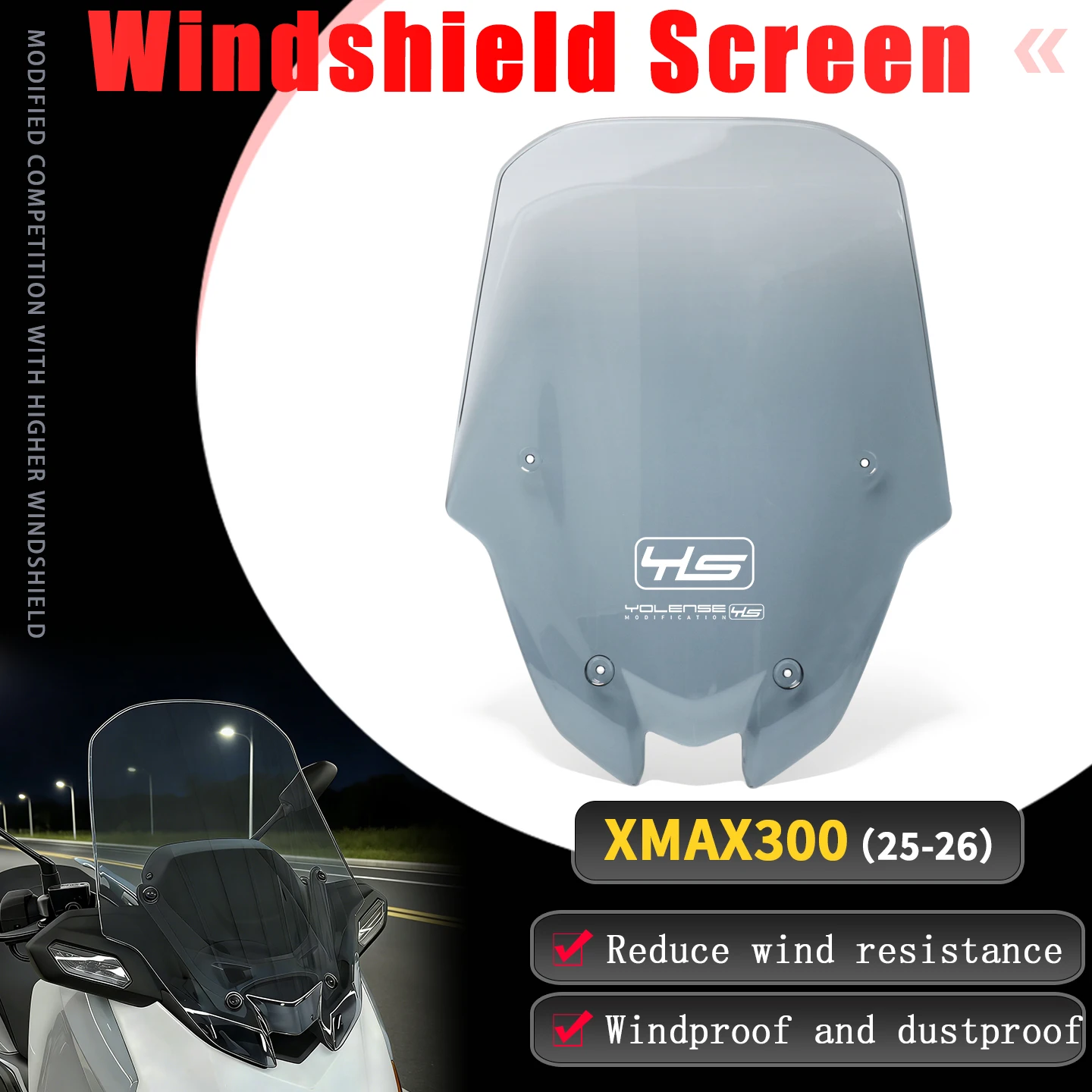 Motorrad-Windschutzscheiben-Höherlegung Windschutzscheiben-Deflektor für XMAX300 XMAX125 XMAX250 XMAX300 XMAX300 V3 2025 2026