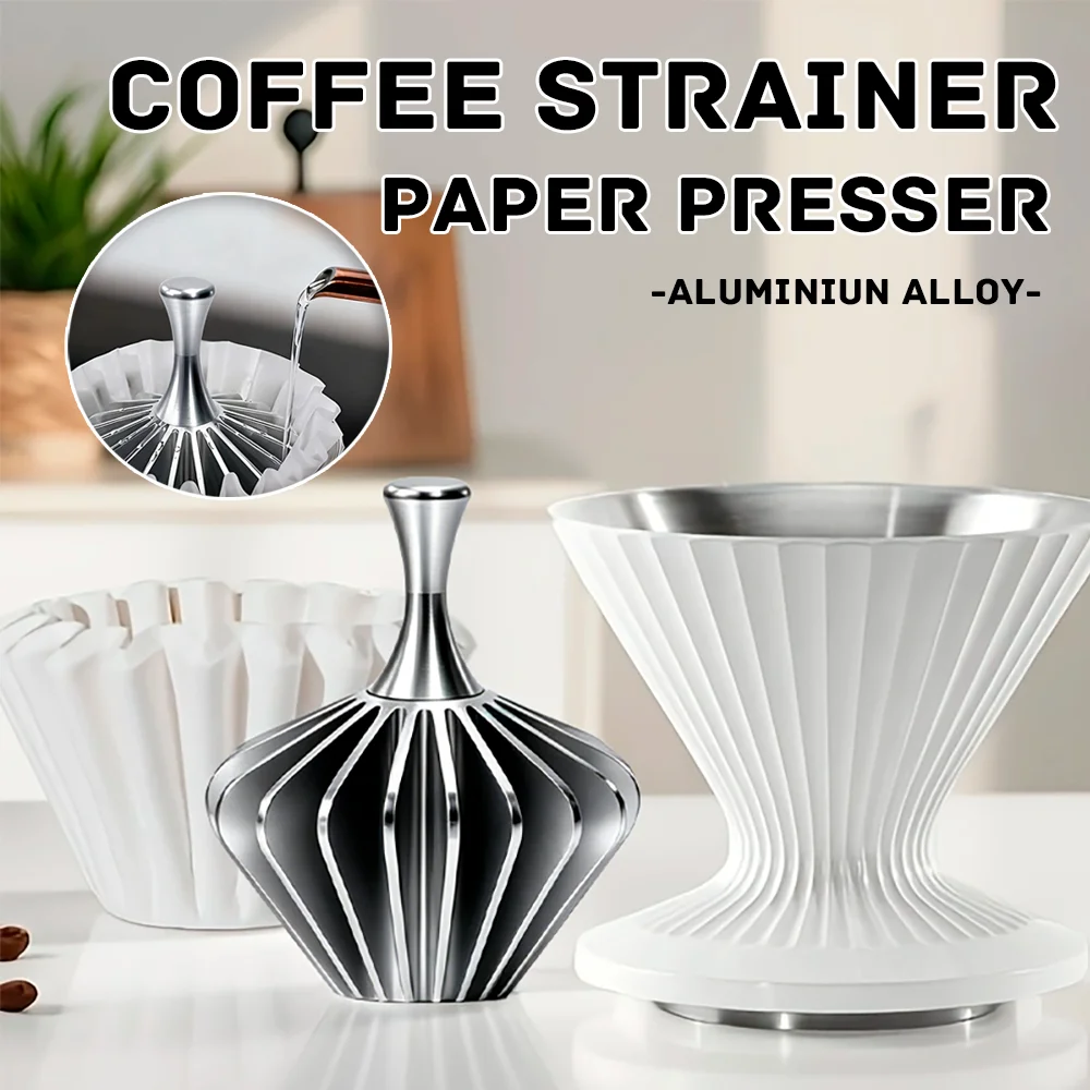 Aluminum Alloy Coffee Strainer Paper Presser, Compact Coffee Cone Coffee Dripper for Coffee Dripper/Filter Paper,  Press Tool