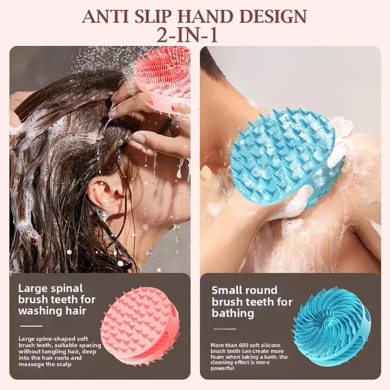 New Silicone Body Scrubber Loofah Double-Sided Bath Brush,Shower Scrubber And Scalp Massager Shampoo Brush For Kids Women Men