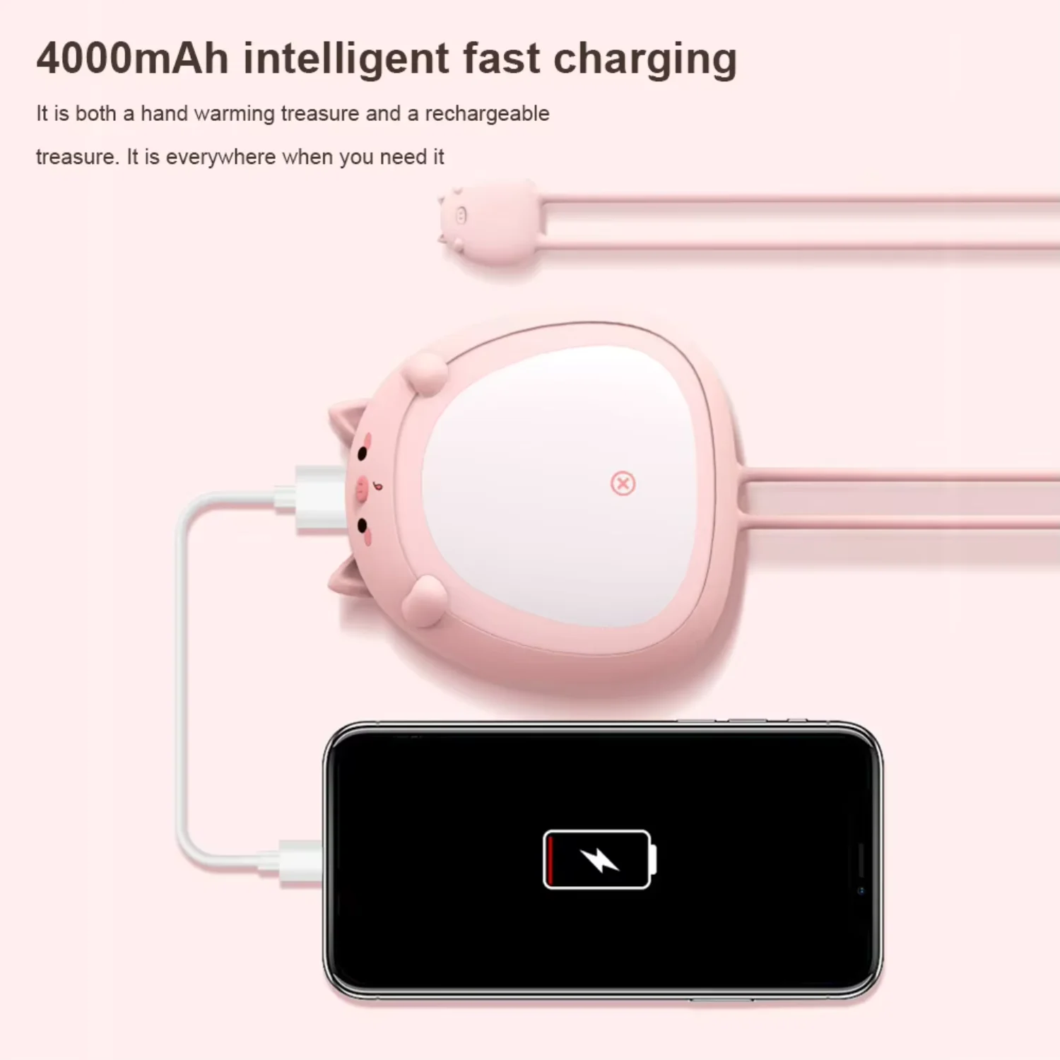 Ultralight  Hand Warmer with Hand Rope Cute Mobile Power Bank Portable 4000mAh  Heater Warmer  Outdoor Travel