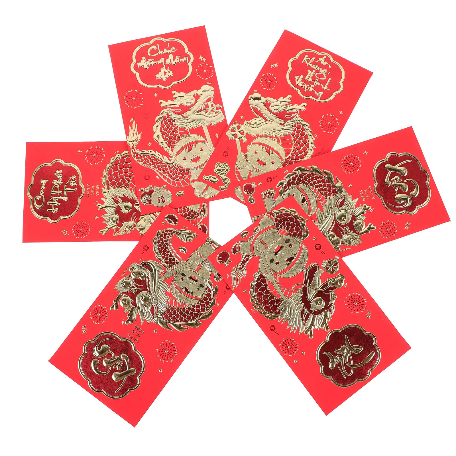 

6Pcs Red Envelopes Lunar New Year Gift Bags for Wedding Birthday Celebration Money Pouches Festive Red Packets 2024