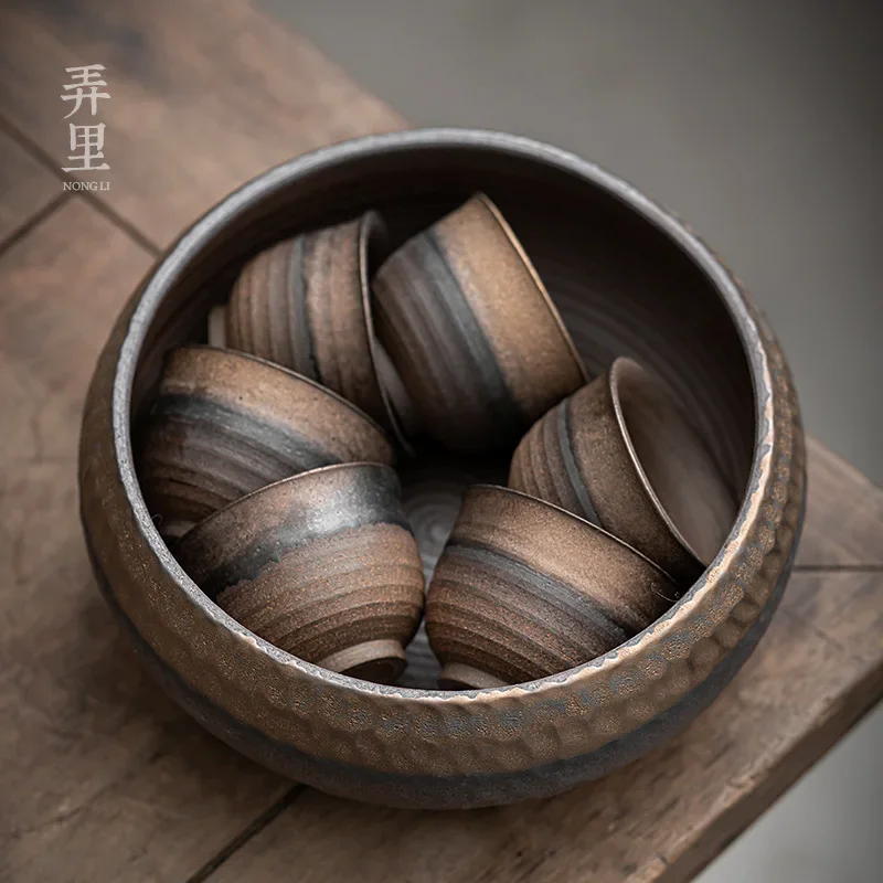 التذهيب الحجري حوض الشاي خمر السيراميك خزان المياه النفايات الحديد المزجج المياه منغ أواني الشاي الكونغ فو نوع الوعاء