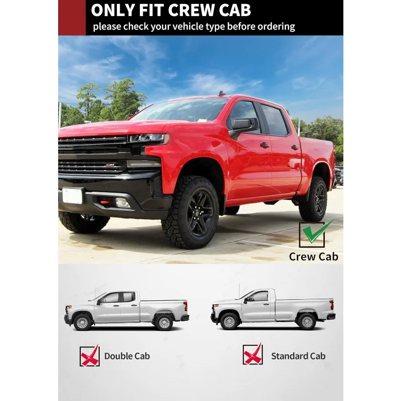لوحات تشغيل 6 بوصات متوافقة مع 2019-2025 Chevy Silverado/GMC Sierra 1500 Crew Cab، 2020-2025 2500HD 3500HD