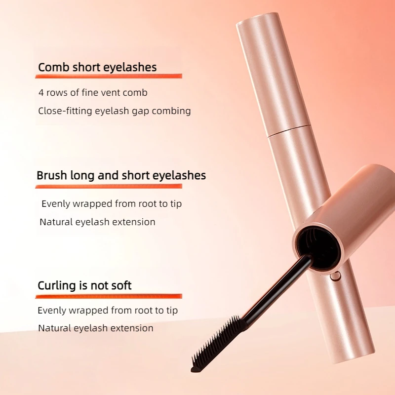 GECOMO Premium Lengthening Mascara with Unique 4Row Arc Brush Head for Precise Application and Voluminous Lashes