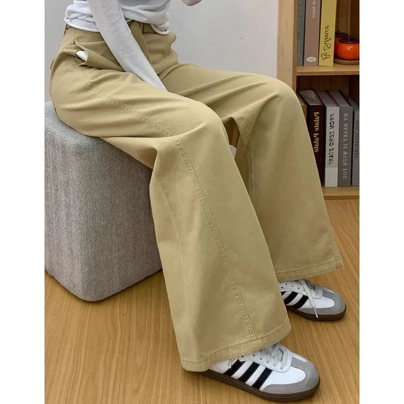 2025 женские тонкие широкие джинсы с высокой талией, женские шикарные модные свободные джинсовые брюки, женские повседневные удобные брюки в стиле ретро