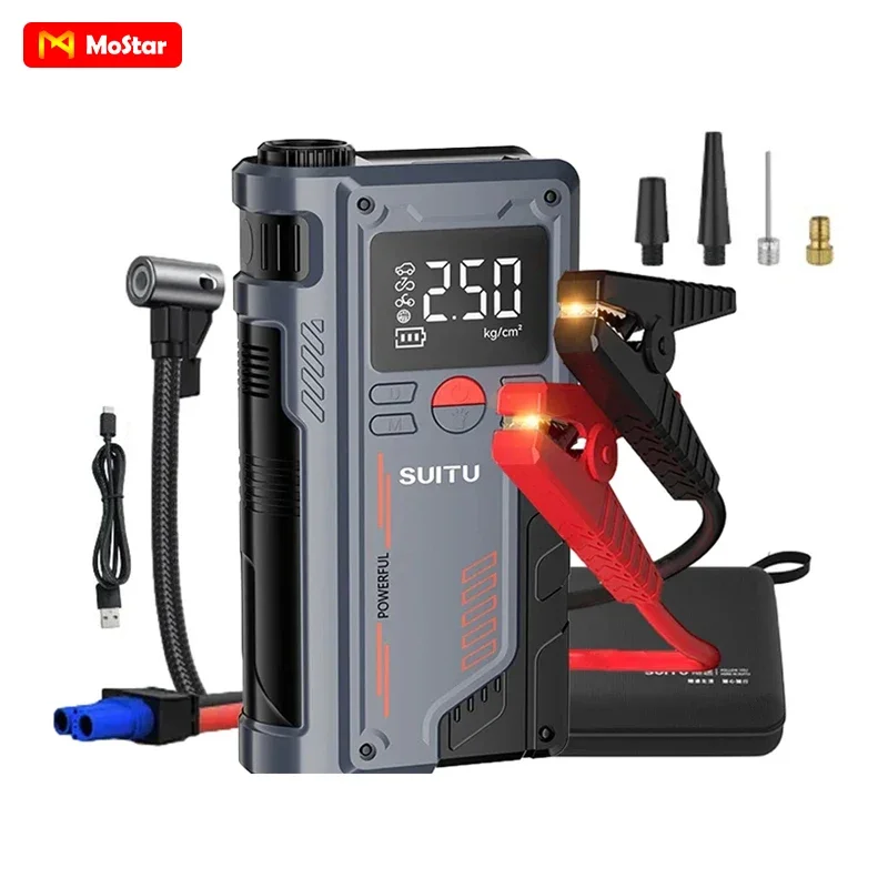 4 In 1 Car Jump Starter with Air Compressor 20000mAh Portable Booster Charger 1000A Powerful Car Battery Starting Device