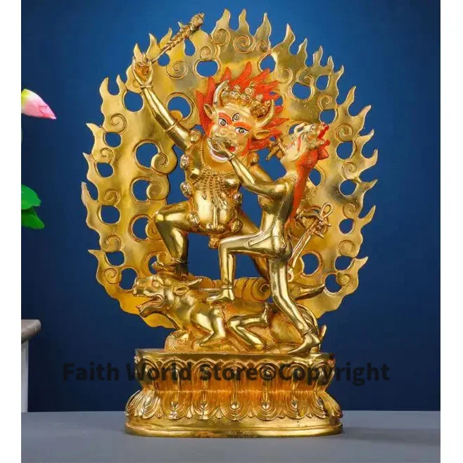 Asia Buddhism good gold gilding Buddha brass statue HOME family effective protection Tibetan QU JIA HU FA Dharma protector